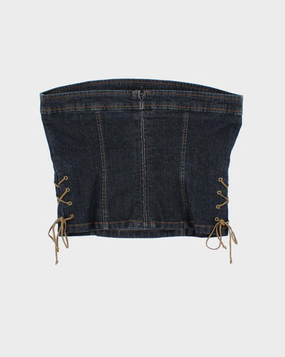 Vintage Y2k 00s Smartset Denim Lace Up Top - S