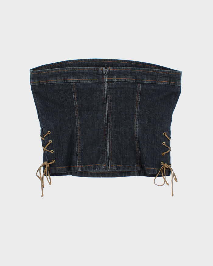 Vintage Y2k 00s Smartset Denim Lace Up Top - S