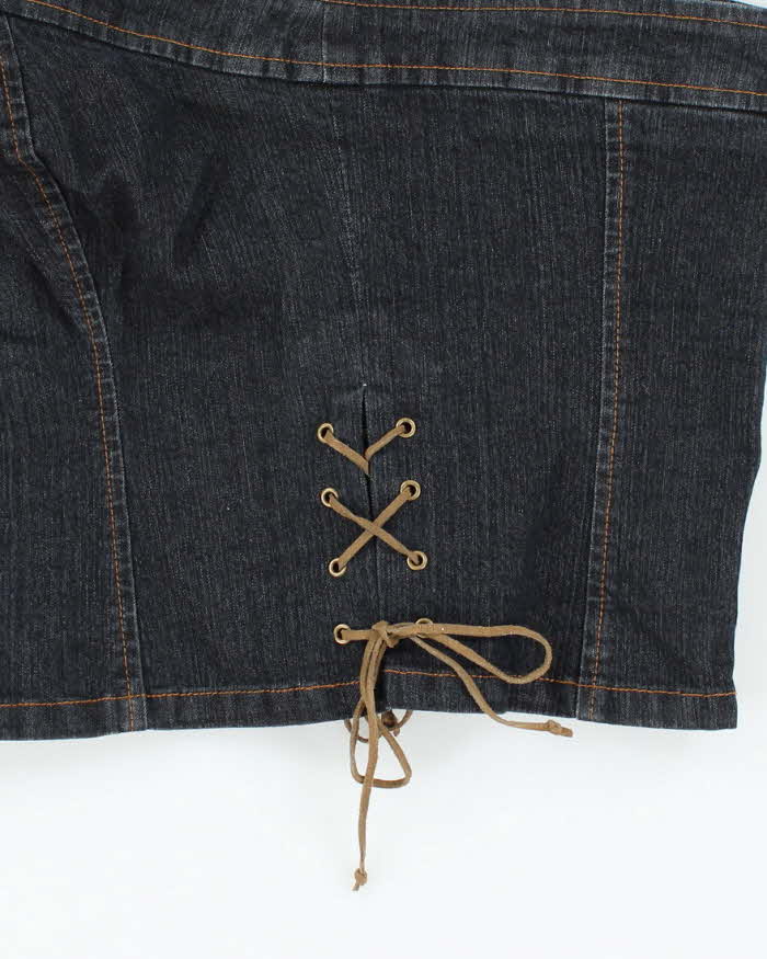 Vintage Y2k 00s Smartset Denim Lace Up Top - S