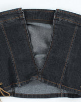 Vintage Y2k 00s Smartset Denim Lace Up Top - S