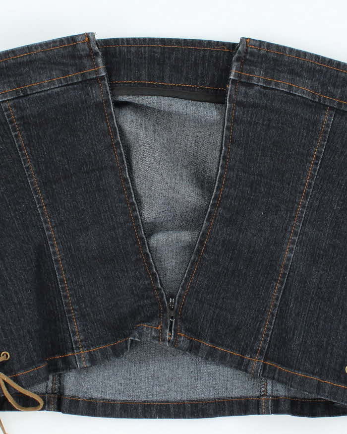 Vintage Y2k 00s Smartset Denim Lace Up Top - S