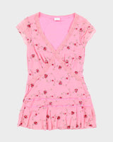Vintage Y2k 00s Suzy Embroidered Mesh Top - S