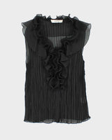 Vintage Y2k 00s Ness Plisse Ruffle Blouse - M