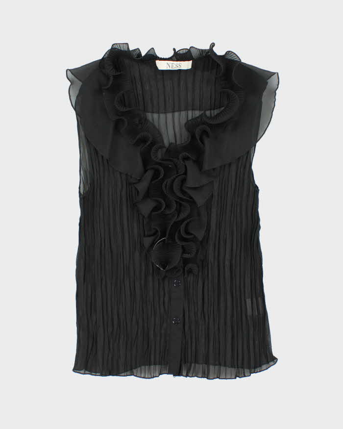 Vintage Y2k 00s Ness Plisse Ruffle Blouse - M