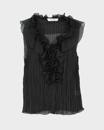 Vintage Y2k 00s Ness Plisse Ruffle Blouse - M