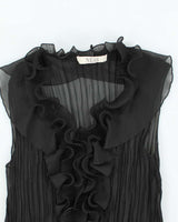 Vintage Y2k 00s Ness Plisse Ruffle Blouse - M