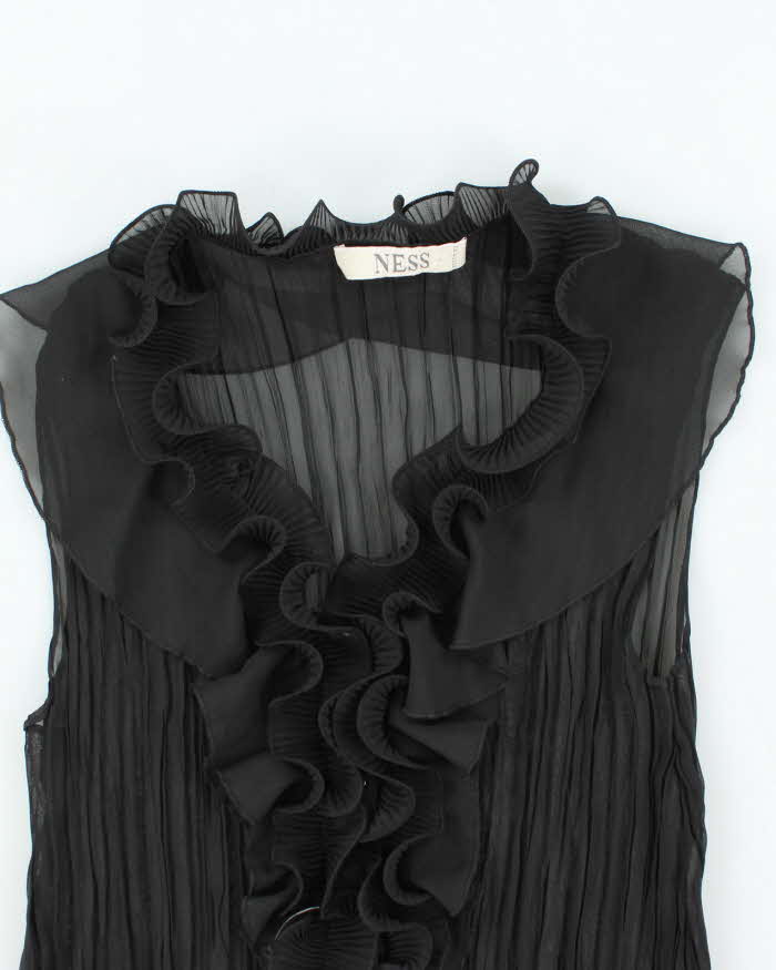 Vintage Y2k 00s Ness Plisse Ruffle Blouse - M