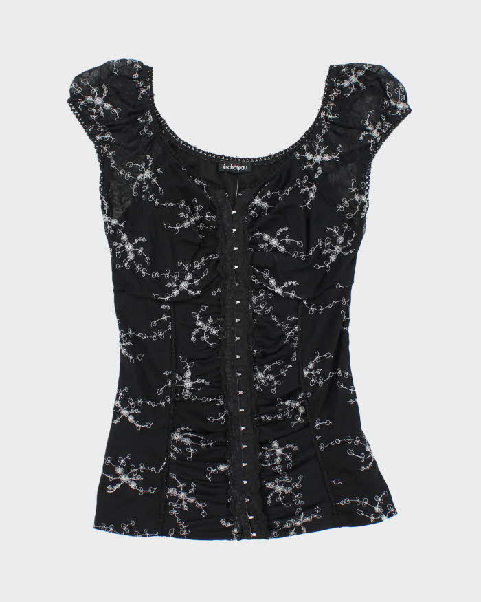 Vintage Y2k 00s Le Chateau Clasp Milkmaid Top - S