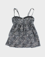 Vintage Y2k 00s Seduction Animal Print Satin Cami - S
