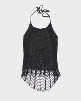 Vintage Y2k 00s Le Chateau Beaded Crochet Halter Neck Top - S