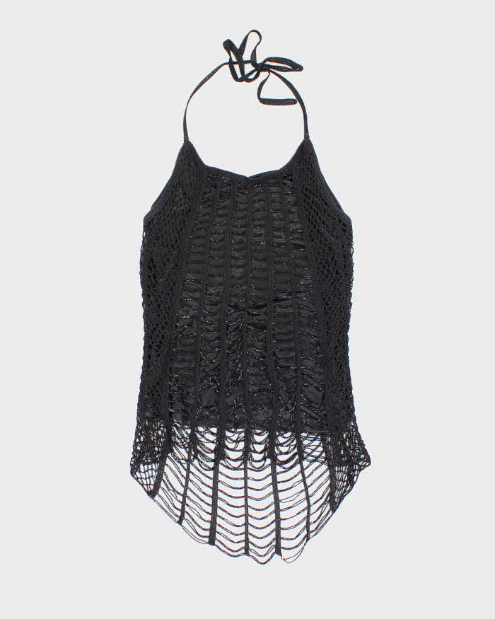 Vintage Y2k 00s Le Chateau Beaded Crochet Halter Neck Top - S
