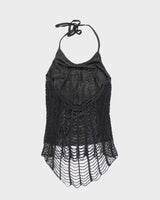 Vintage Y2k 00s Le Chateau Beaded Crochet Halter Neck Top - S