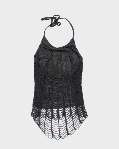 Vintage Y2k 00s Le Chateau Beaded Crochet Halter Neck Top - S