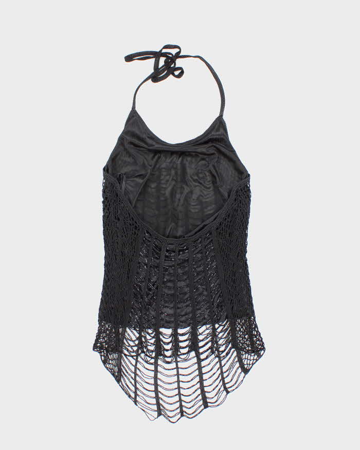 Vintage Y2k 00s Le Chateau Beaded Crochet Halter Neck Top - S