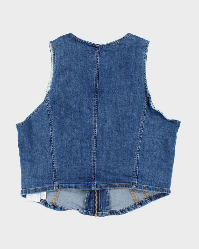 Vintage Y2k 00s Guess Zip-up Denim Top - XL