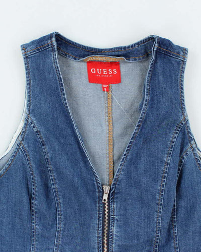 Vintage Y2k 00s Guess Zip-up Denim Top - XL