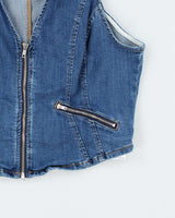 Vintage Y2k 00s Guess Zip-up Denim Top - XL