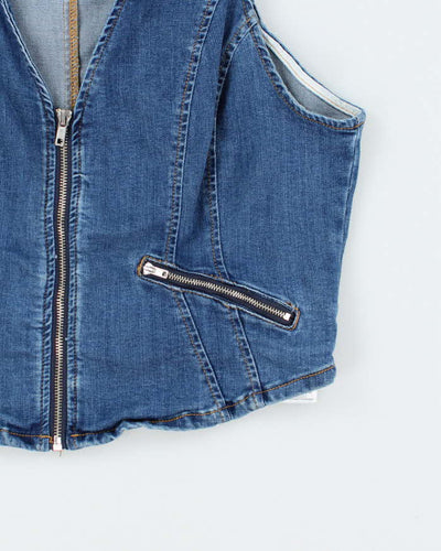Vintage Y2k 00s Guess Zip-up Denim Top - XL