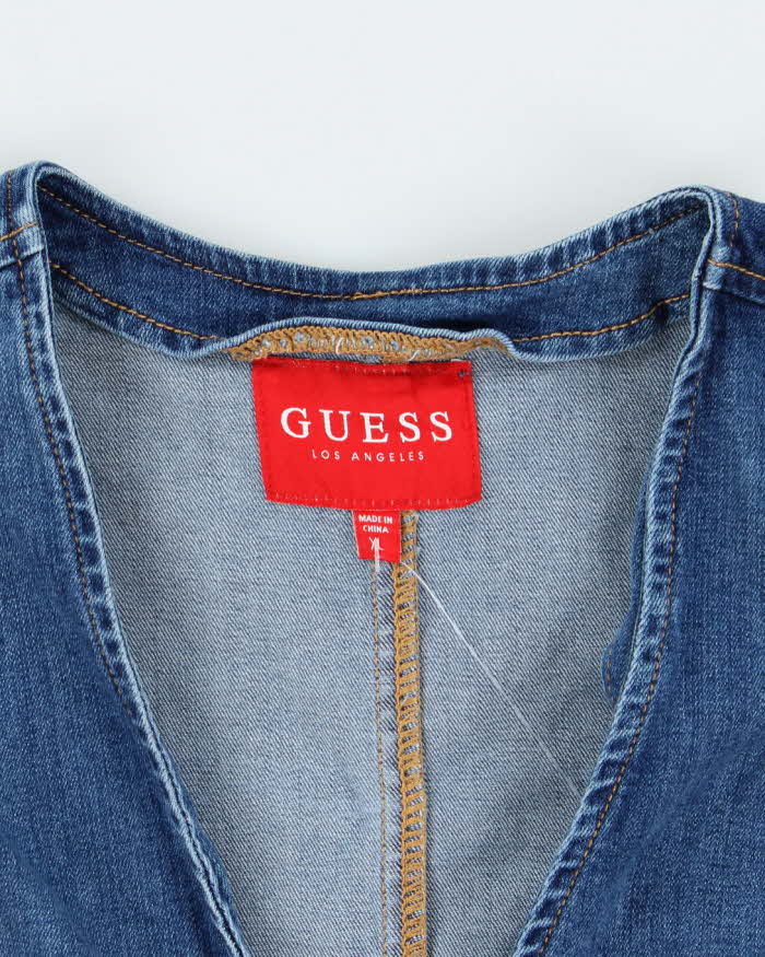 Vintage Y2k 00s Guess Zip-up Denim Top - XL