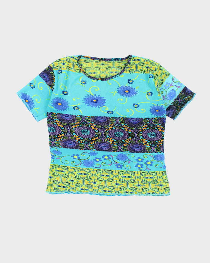Vintage 90s Floral Mesh Top - M