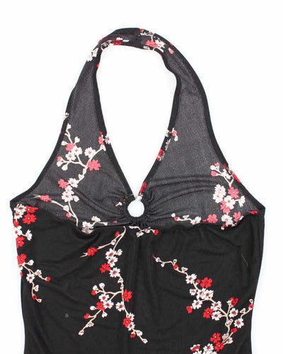 Vintage Y2k 00s O Ring Halter Neck Floral Top - M