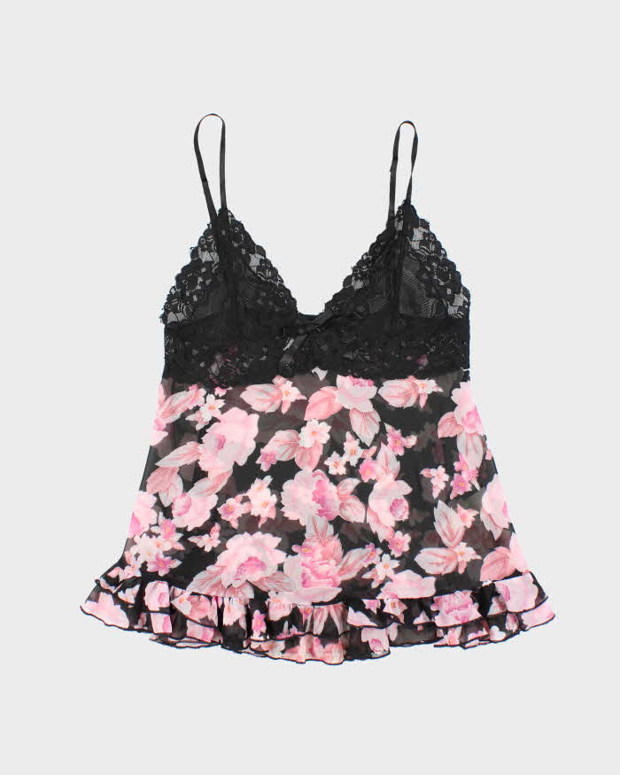 Vintage Y2k 00s Silk &amp; Satin mesh Cami - M