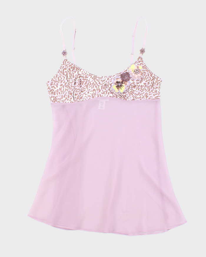 Vintage Y2k 00s La Senza Embroidered Mesh Cami - M