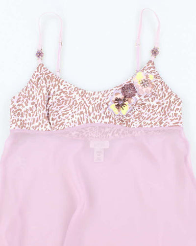 Vintage Y2k 00s La Senza Embroidered Mesh Cami - M