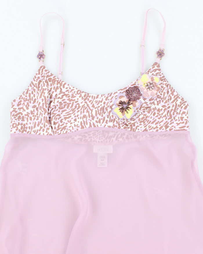 Vintage Y2k 00s La Senza Embroidered Mesh Cami - M