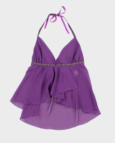 Vintage Y2k 00s Dreamgirl Mesh Studded Halter Neck Top - S