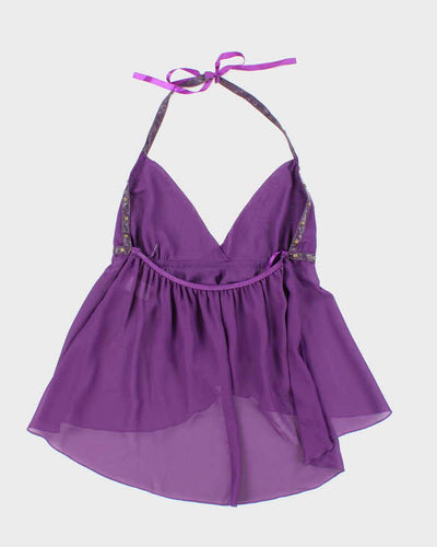 Vintage Y2k 00s Dreamgirl Mesh Studded Halter Neck Top - S