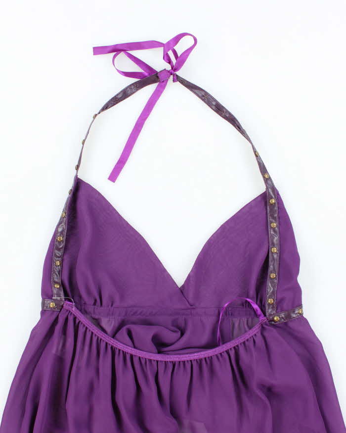 Vintage Y2k 00s Dreamgirl Mesh Studded Halter Neck Top - S