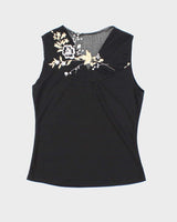 Vintage Y2k 00s Beaded Mesh Back Embroidered Top - S