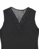Vintage Y2k 00s Beaded Mesh Back Embroidered Top - S