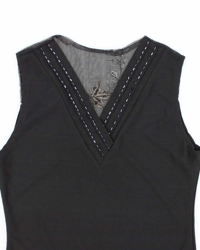 Vintage Y2k 00s Beaded Mesh Back Embroidered Top - S