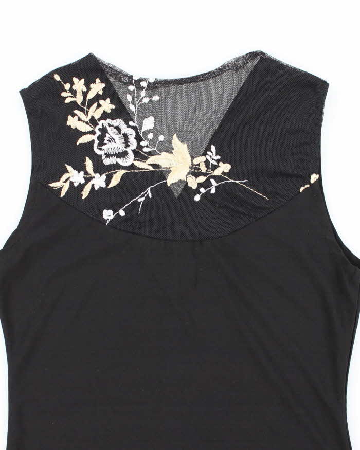 Vintage Y2k 00s Beaded Mesh Back Embroidered Top - S