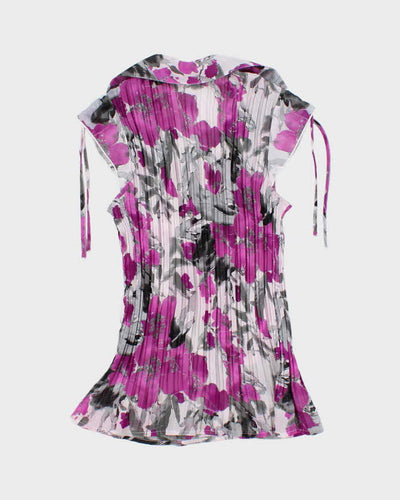 Vintage Y2k 00s Plisse Sheer Floral Blouse - S