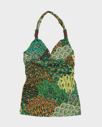 Vintage Y2k 00s Twenty One Beaded Halter Neck Top - S