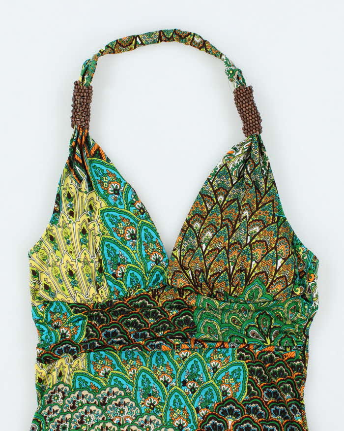 Vintage Y2k 00s Twenty One Beaded Halter Neck Top - S