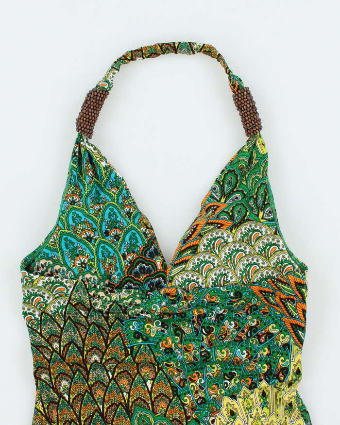 Vintage Y2k 00s Twenty One Beaded Halter Neck Top - S