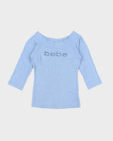 Vintage Y2k 00s Bebe Rhinestone Off The Shoulder Top - S