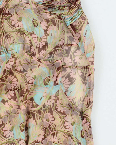 Vintage Y2k 00s Silk Sheer Floral Top - S