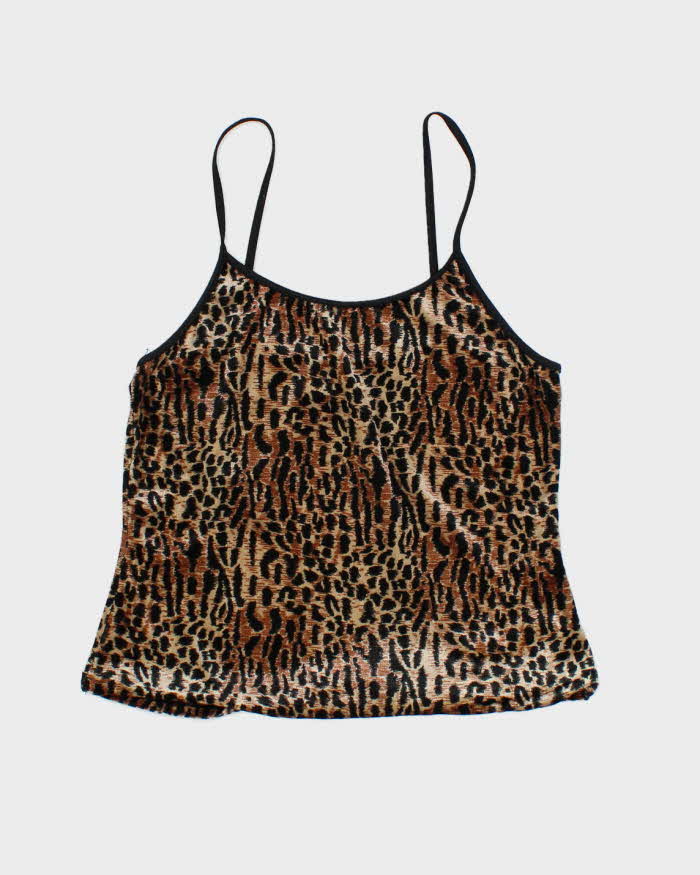 Vintage 90s East West Intimates Leopard Print Velvet Cami - S