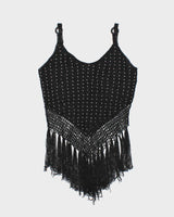 Vintage Y2k 00s Crochet Beaded Fringe Cami - S