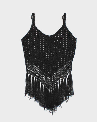 Vintage Y2k 00s Crochet Beaded Fringe Cami - S