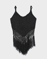 Vintage Y2k 00s Crochet Beaded Fringe Cami - S