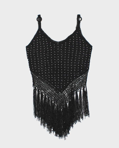 Vintage Y2k 00s Crochet Beaded Fringe Cami - S