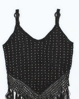 Vintage Y2k 00s Crochet Beaded Fringe Cami - S
