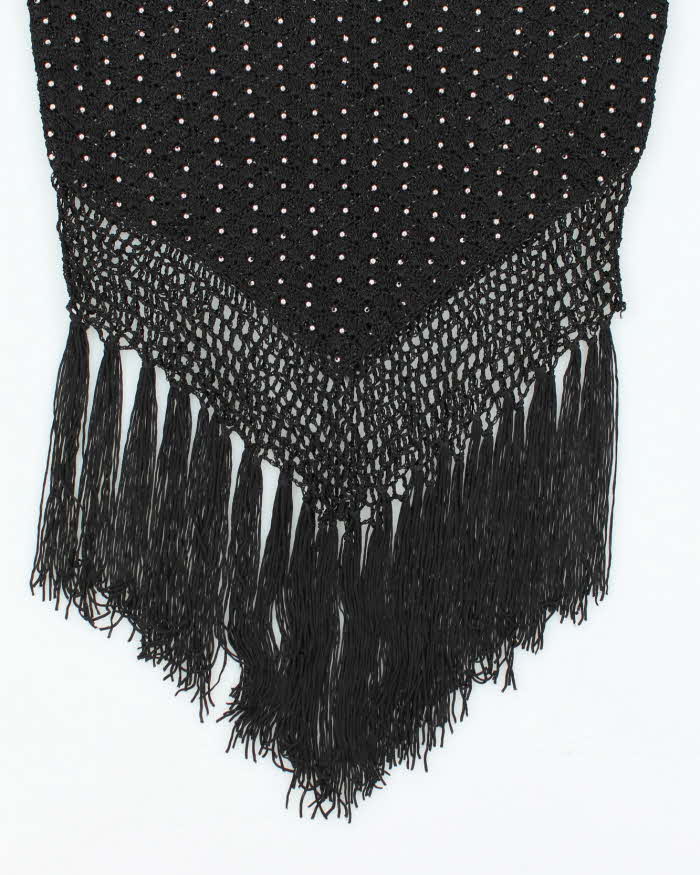 Vintage Y2k 00s Crochet Beaded Fringe Cami - S