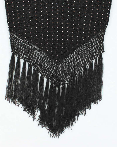 Vintage Y2k 00s Crochet Beaded Fringe Cami - S